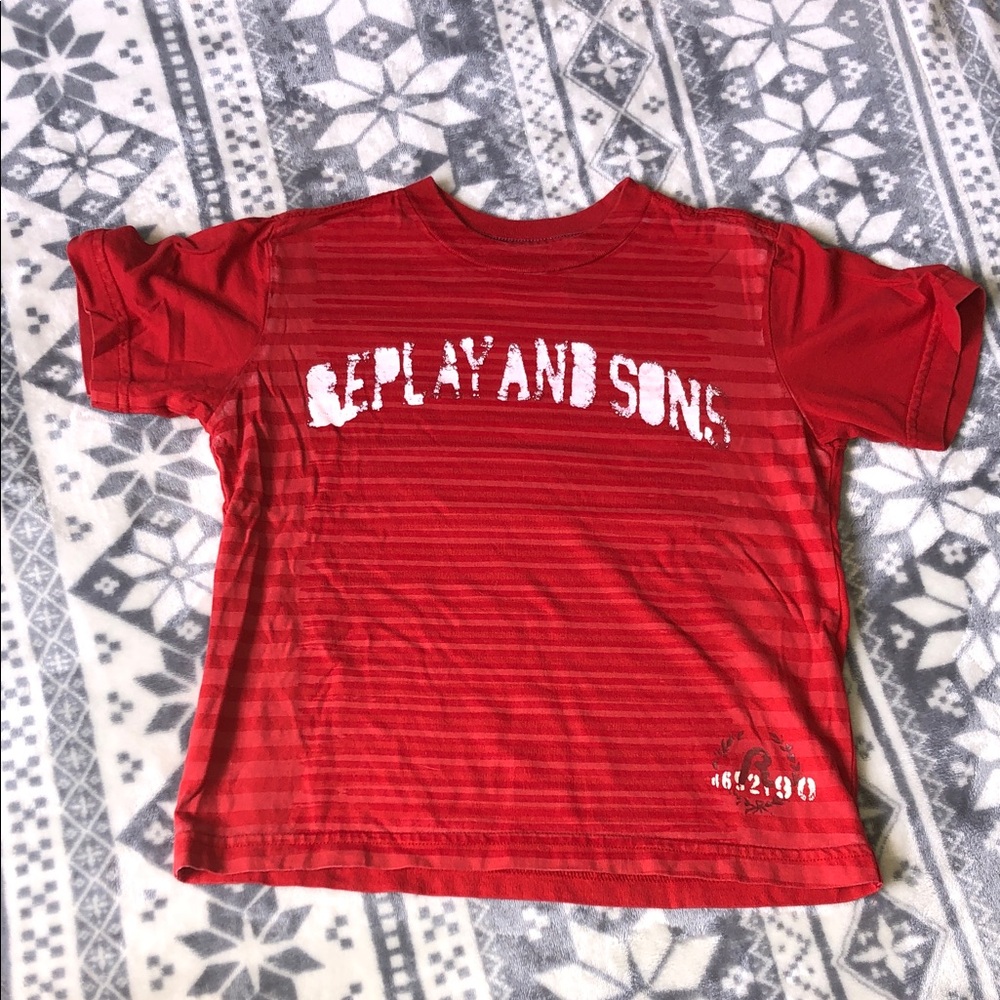 Replay Red Short Sleeve Boys' Tee with White Logo